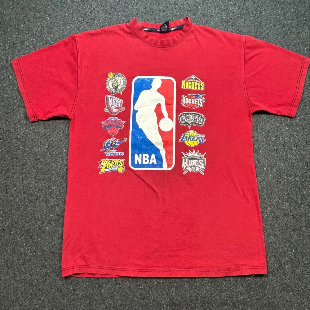 NBA TShirt Sz XL‎ Mens Red Streetwear Multi Team Logo Graphic Print